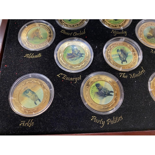 208 - Cased Set of 'Racing Legends' 22ct Gold Plated Medallion Coins by Graham Ison