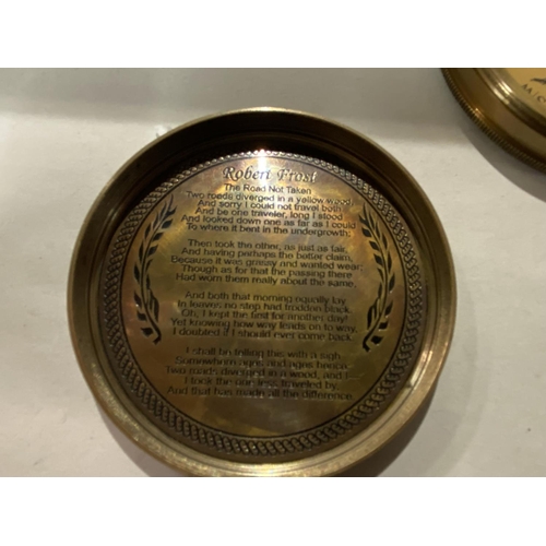 118 - His Masters Voice 8cm Compass with R.Frost Poem inside Lid