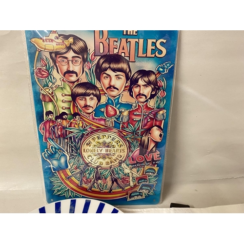 136 - Beatles Tote Bag, Tin Sign (12x8