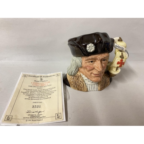 221 - Royal Doulton Medium Character Jug - Christopher Columbus, Limited Edition & Cert.