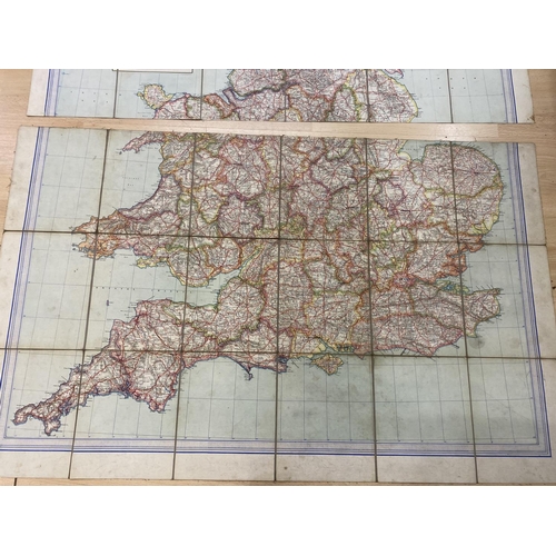 245 - North & South UK Sectioned Maps on Cloth, approx 4x3'