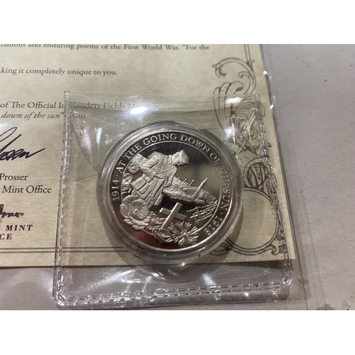 70 - Flanders Field Half Crown with Info & Certificate