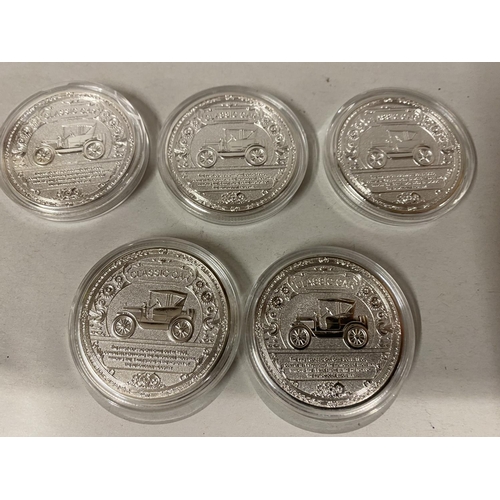 79 - Set of 5 'Classic Car' Collectors Coins in Capsules