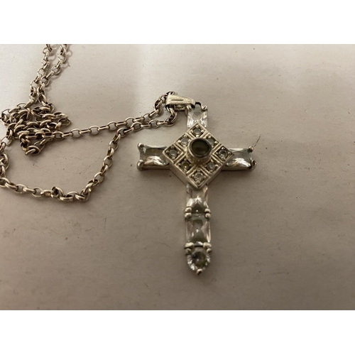 22 - Sterling Silver 925 Jewelled Cross on 18