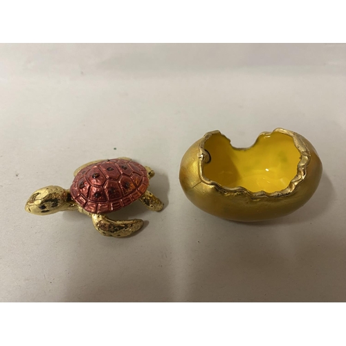 10 - Jewelled, Enamelled & Hinged Trinket Box - Turtle