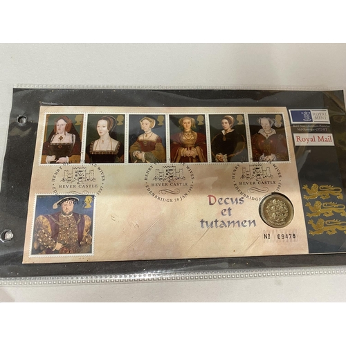 186 - Royal Mint Hever Castle Henry V111 FDC with Old £1 Coin