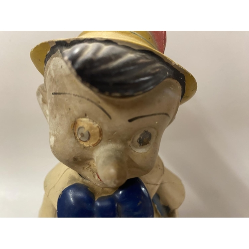 95 - Vintage Rare Wind Up Pinnochio - Winds Ok, Wobbles - Age Wear