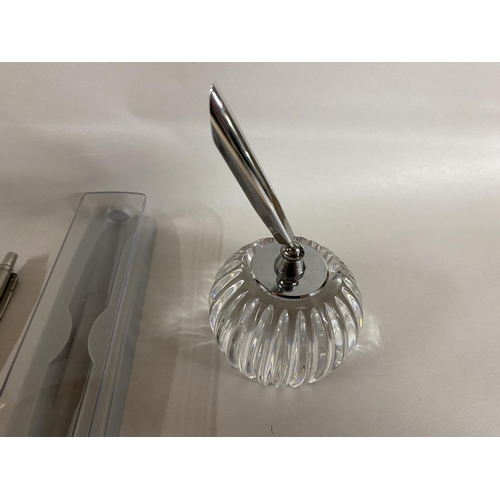 33 - Waterford Crystal Paperweight Pen Holder with Parker Jotter Ball Pen