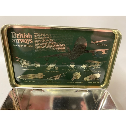 14 - Vintage British Airways Tin & 6 x Badges