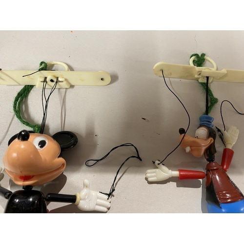 235 - Mickey Mouse & Pluto Hand Puppets - String on Mickey Needs Re-Fixing