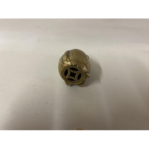 108 - Brass 3cm 'Rat' Netsuke , Carving, Signed