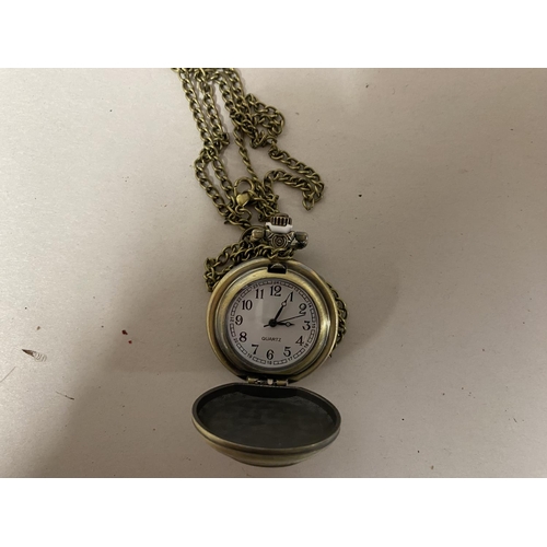 124 - Motorcycle Theme Quartz Pocket Watch in Working Order