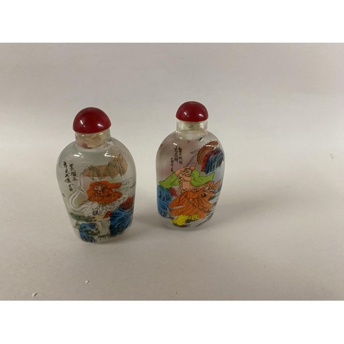 178 - 2 x Chinese Reversed Painted Scent Bottles, Signed