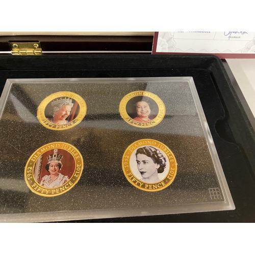 112 - Westminster Queen's Diamond Jubilee 4-Coin Set, Boxed/Certificate