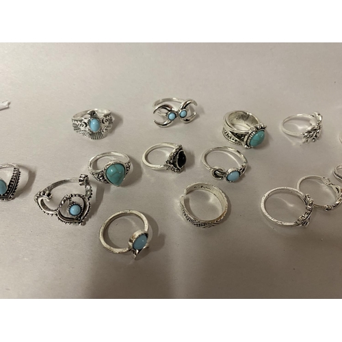 108 - 26 x Silver Tone, Turquoise etc Rings - Various