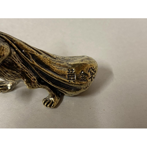 156 - Brass Mouse With Sack, Signed