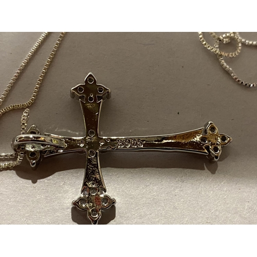 172 - 925 Silver Crystal Cross & Chain