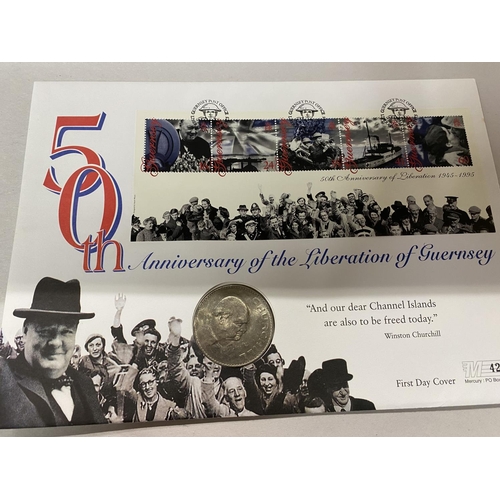 14 - 50th Anniversary of Liberation of Guernsey 'Churchill' Coin Cover