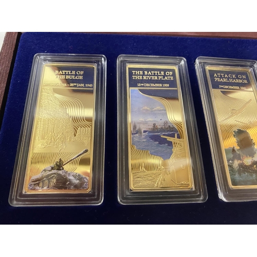 113 - Windsor Mint - WW2 Battles - Set of 10 Ingots in 24ct Gold Plated on Copper, Limited Edition Set of ... 