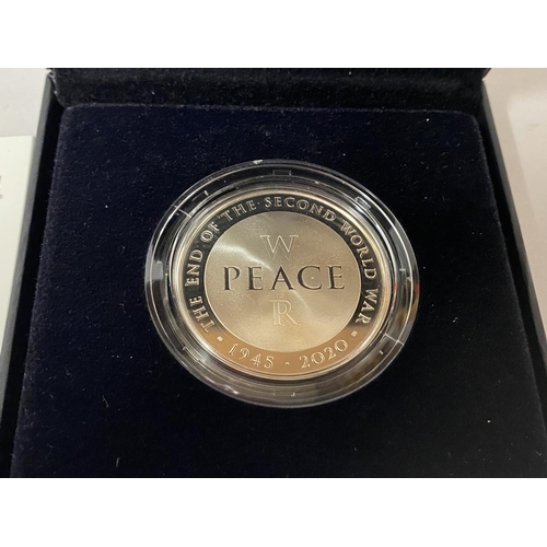 21 - Royal Mint £5 Silver Proof Coin - 75th Anniversary of End of War with Box & Certificate