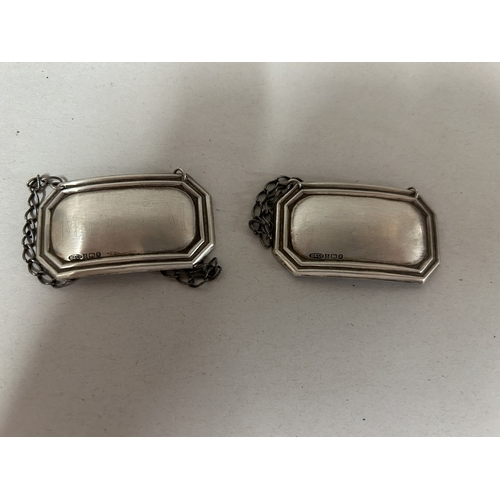 176 - Pair Hallmarked Silver Decanter Labels