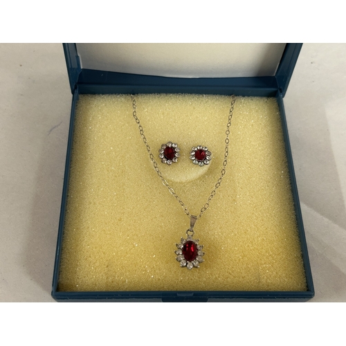 49 - Sterling Silver Stone Set Necklace & Earring Set