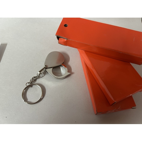 172 - 3 x Jewellers Loupes on Keyrings