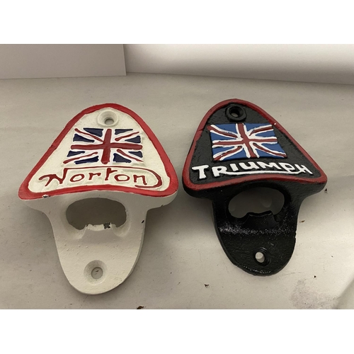 177 - Norton & Triumph Cast Metal Bottle Openers