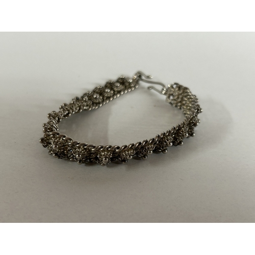 226 - Boxed Filigree Style Whie Metal Bracelet - Possibly Indian (Not Tested)