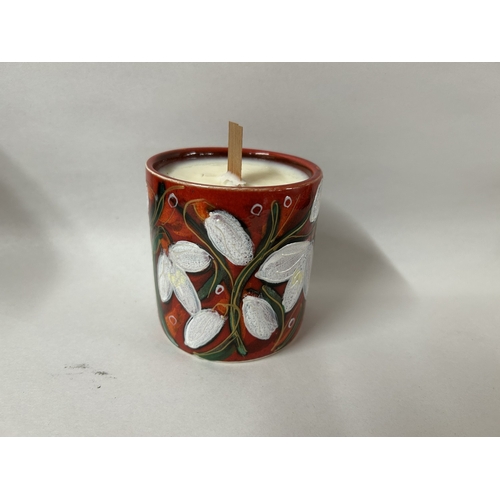6 - Anita Harris Candle - Snowdrops Design - 10cm