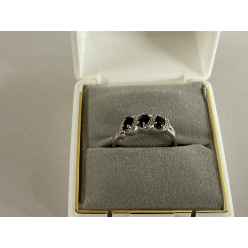 22 - 925 Silver & 3 Sapphire Ring - Size P