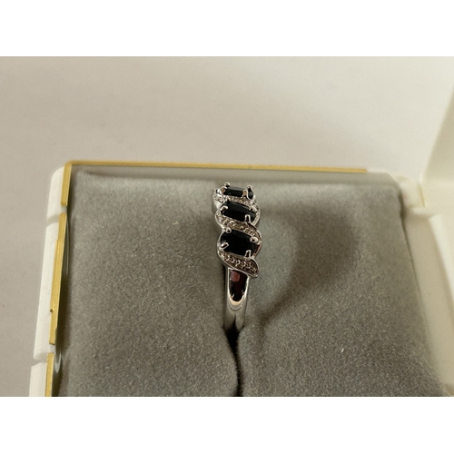 22 - 925 Silver & 3 Sapphire Ring - Size P
