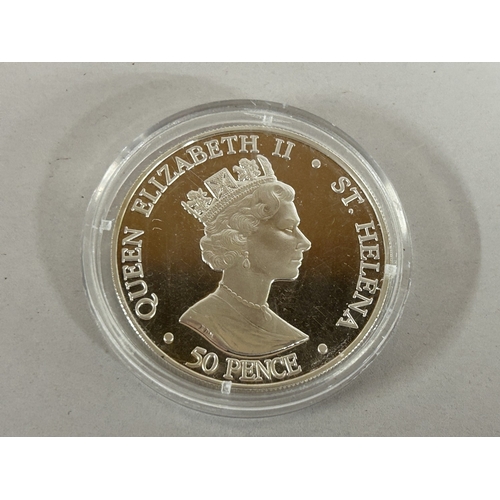 23 - 925 Silver 1 Ounce St Helena 50p Coin - Wedding of Charles & Camilla