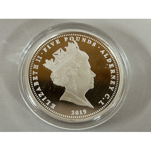 24 - 925 Silver Alderney £5 Coin - D-Day 75th