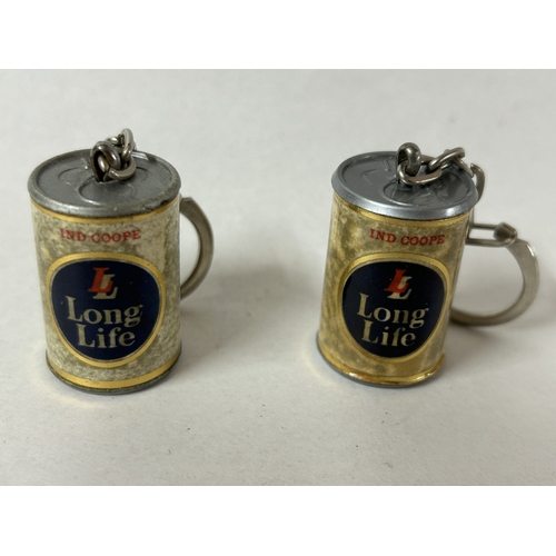 15 - 2 x Vintage Long Life Cans Key Rings