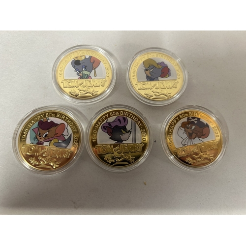 128 - Set of 5 Tom & Jerry 80th Anniversary Coins