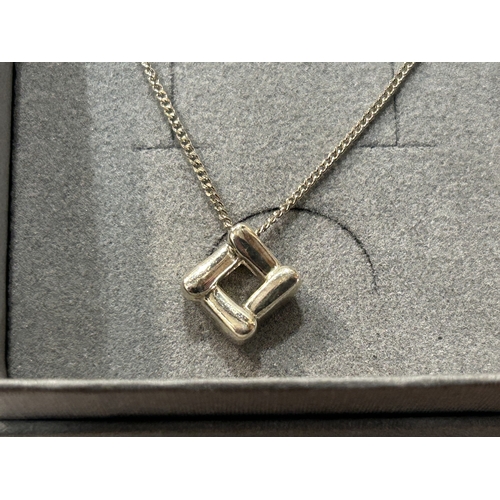 130 - Sterling Silver Square Pendant & Chain