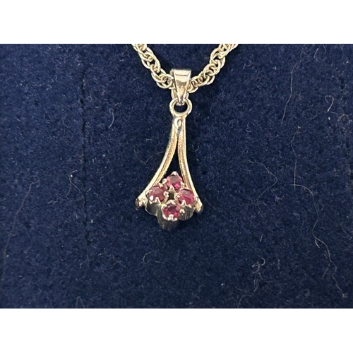 206 - Sterling Silver Ruby Pendant & Chain