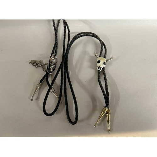 166 - 2 x Leather Country & Western Bolos