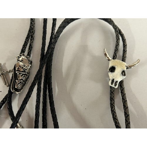 166 - 2 x Leather Country & Western Bolos