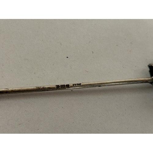 214 - Hallmarked Silver Amethyst Thistle Pickle Fork - Birmingham 1906