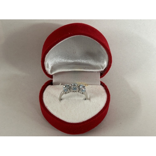 289 - 925 Silver & 3 Topaz Ring - Size N