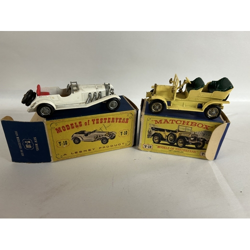 250 - Lesney Y10 1928 Mercedes 36/220 (Front Seat Missing) & Matchbox Y13 1911 Daimler - Boxed