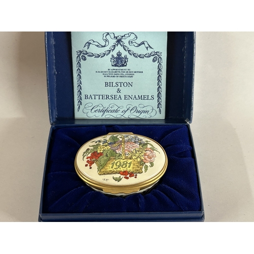 252 - Halcyon Days Enamel '1981' Trinket Box - Boxed