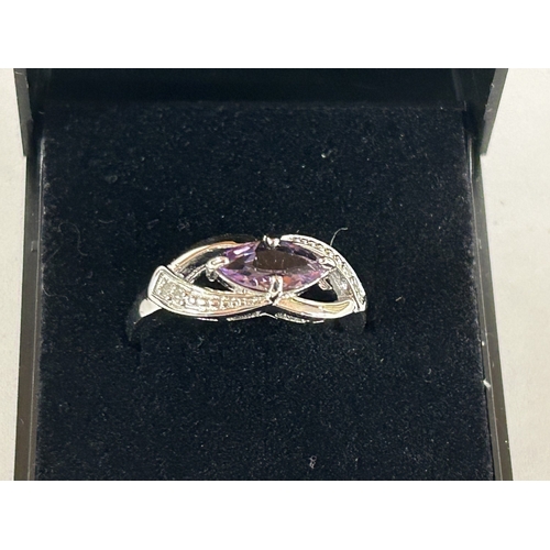 63 - 925 Silver & Amethyst Ring - Size P