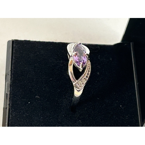 63 - 925 Silver & Amethyst Ring - Size P