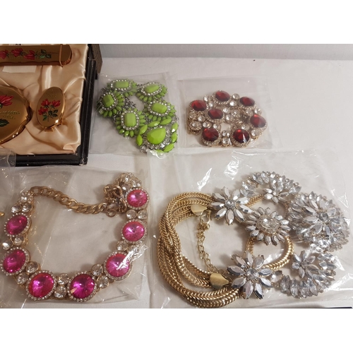 48 - Various costume jewellery plus boxed compact set