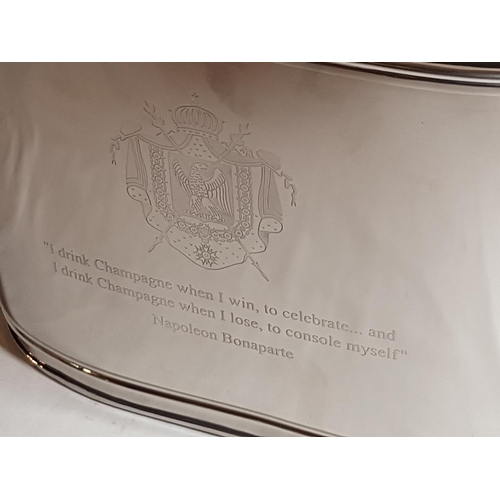 266 - Silver plated champagne bath with quotes from Lily Bollinger and Naopolean aprox 17