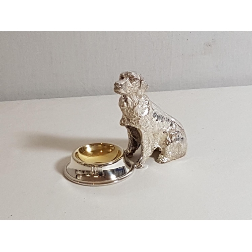 267 - Silver plated salt of a seated dog