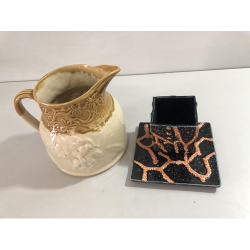 178 - Doulton style jug and a small serving dish on saucer